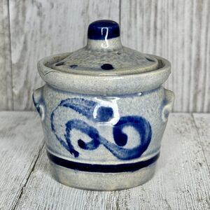 Vintage Marzi & Remy Stoneware Salt Glaze Jar With Lid